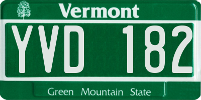 VT license plate YVD182