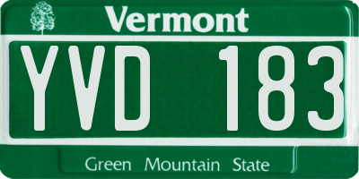 VT license plate YVD183