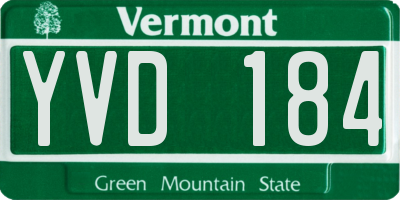 VT license plate YVD184