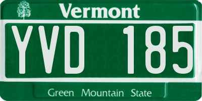 VT license plate YVD185