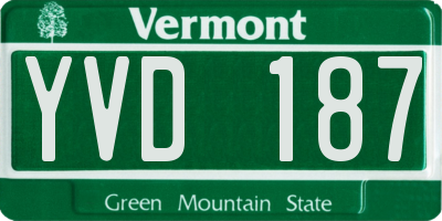 VT license plate YVD187