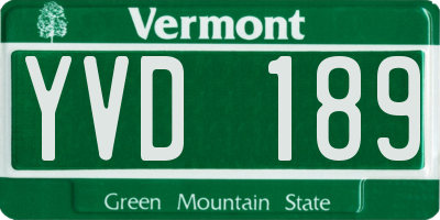 VT license plate YVD189