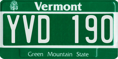 VT license plate YVD190