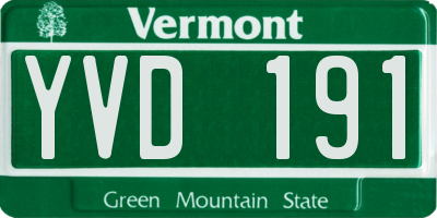 VT license plate YVD191