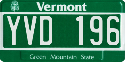 VT license plate YVD196