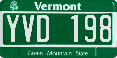VT license plate YVD198