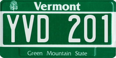 VT license plate YVD201