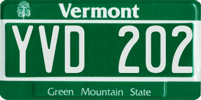 VT license plate YVD202