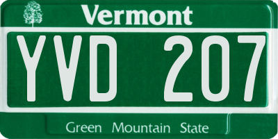 VT license plate YVD207