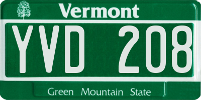 VT license plate YVD208
