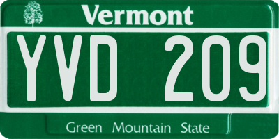VT license plate YVD209