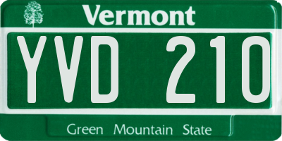 VT license plate YVD210