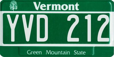 VT license plate YVD212