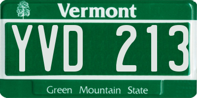 VT license plate YVD213
