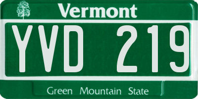 VT license plate YVD219