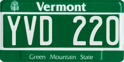 VT license plate YVD220