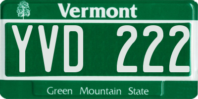 VT license plate YVD222