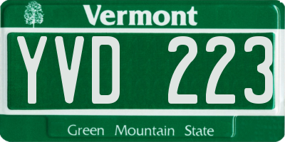 VT license plate YVD223