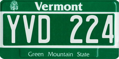 VT license plate YVD224