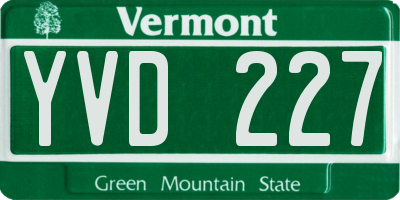 VT license plate YVD227