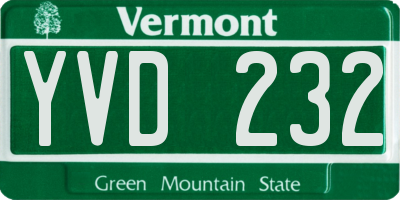 VT license plate YVD232