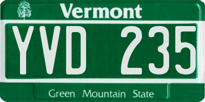 VT license plate YVD235