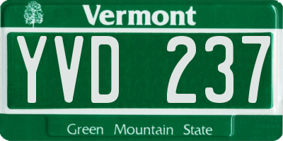 VT license plate YVD237