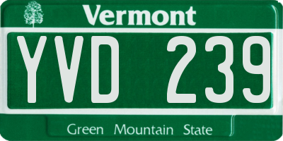 VT license plate YVD239