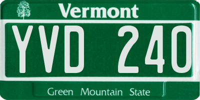 VT license plate YVD240