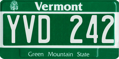 VT license plate YVD242