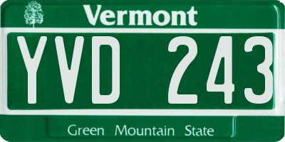 VT license plate YVD243