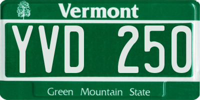 VT license plate YVD250