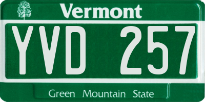 VT license plate YVD257