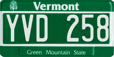 VT license plate YVD258