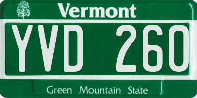 VT license plate YVD260