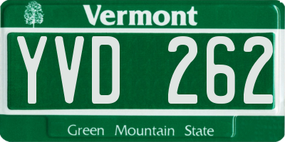 VT license plate YVD262