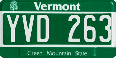 VT license plate YVD263