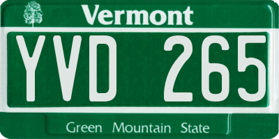 VT license plate YVD265