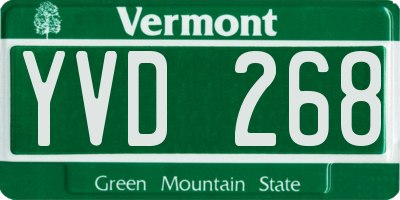 VT license plate YVD268