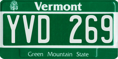 VT license plate YVD269