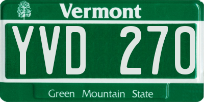 VT license plate YVD270