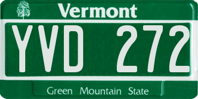 VT license plate YVD272