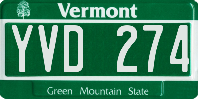VT license plate YVD274