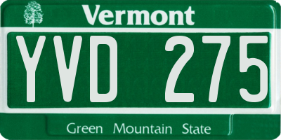 VT license plate YVD275