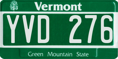 VT license plate YVD276
