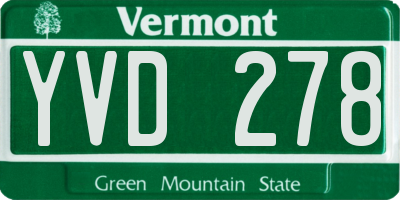 VT license plate YVD278