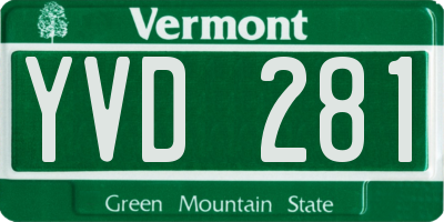 VT license plate YVD281
