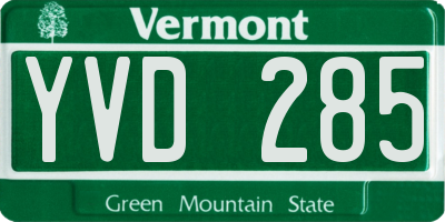 VT license plate YVD285