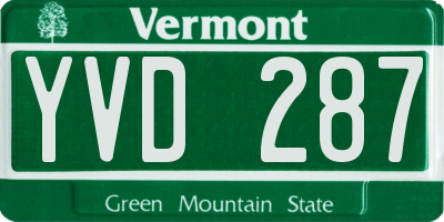 VT license plate YVD287