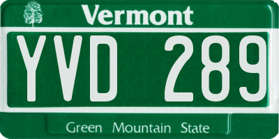 VT license plate YVD289